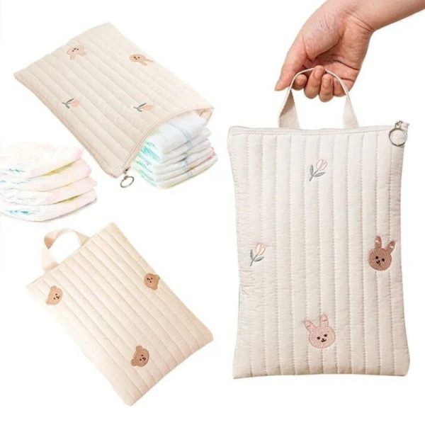 Sac à couches en coton brodé élégant
