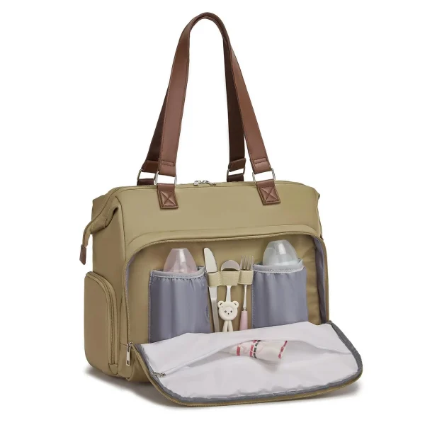 Sac voyage mommy bag en toile beige