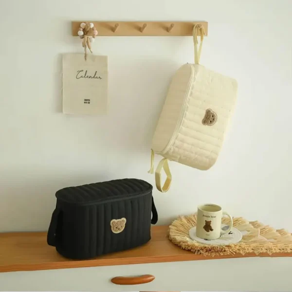 Sac à couches portable gris avec poches
