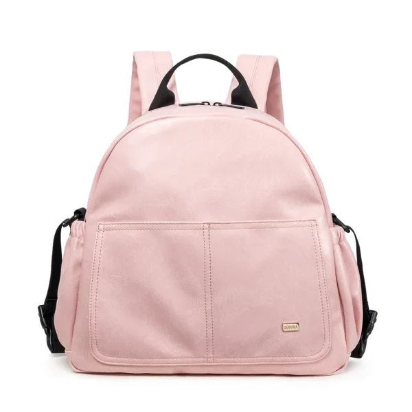 Sac à dos à couches en cuir rose élégant
