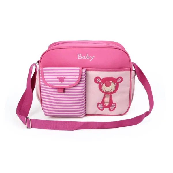 Sac à couches multifonctionnel rose avec compartiments pratiques