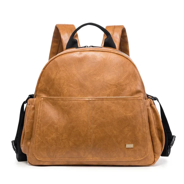 sac à dos à couches en cuir marron Sakino élégant